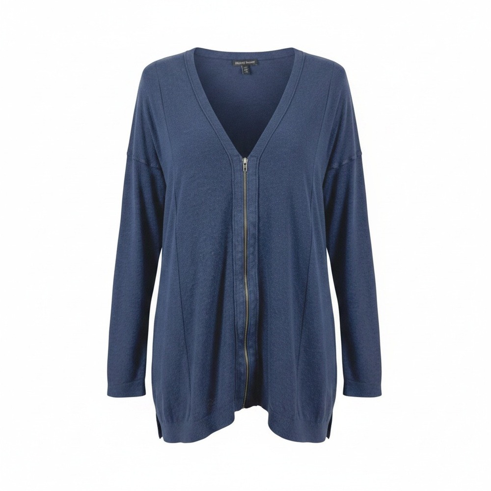 Eileen Fisher Blue Zip Front Cardigan Sweater Women's Size M Lightweight - Picture 1 of 7